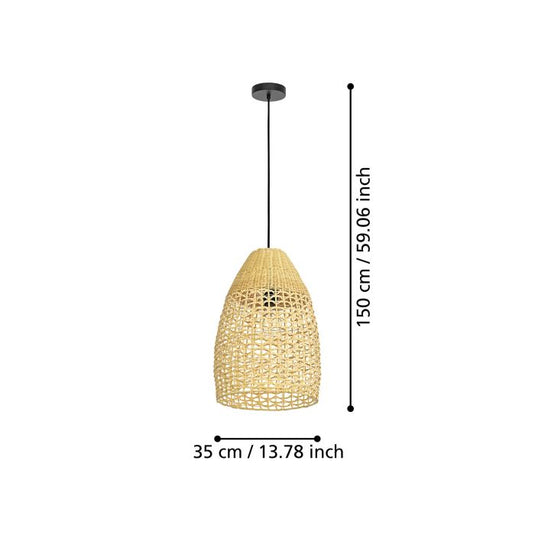 Candeeiro de teto com abajur oval em vime natural SAMBUCONA EGLO