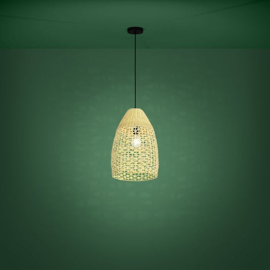 Candeeiro de teto com abajur oval em vime natural SAMBUCONA EGLO