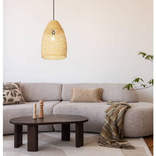 Candeeiro de teto com abajur oval em vime natural SAMBUCONA EGLO