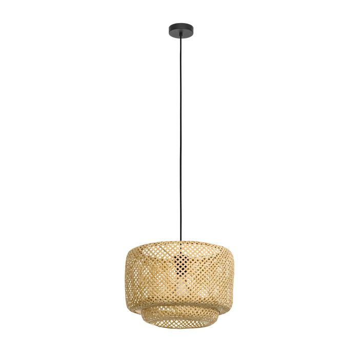 Carregue imagem no visualizador da galeriaCandeeiro de teto suspenso com abajur em vime natural HETTONLE EGLO
