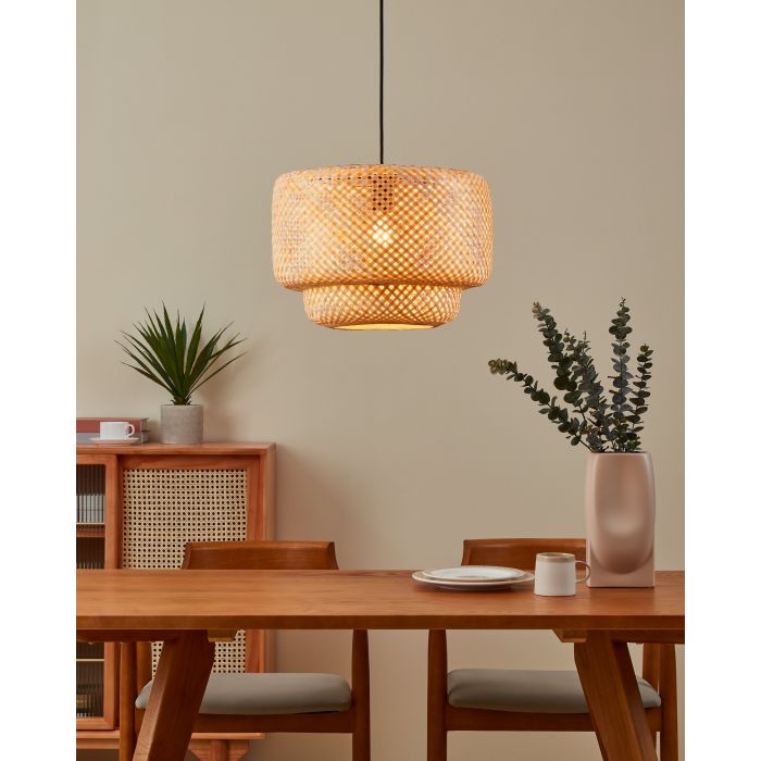 Carregue imagem no visualizador da galeriaCandeeiro de teto suspenso com abajur em vime natural HETTONLE EGLO

