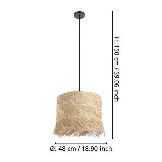 Candeeiro de teto com abajur em vime natural PAISANO EGLO