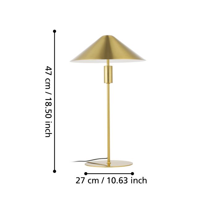 Load image into Gallery viewer, Candeeiro de Mesa LED com Abajur Cónico Latão Escovado PARAGUAY EGLO
