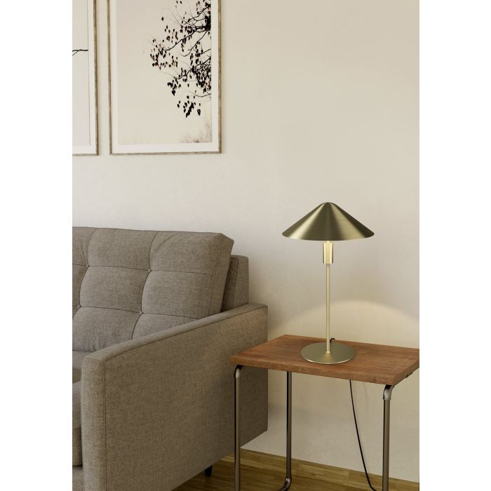Load image into Gallery viewer, Candeeiro de Mesa LED com Abajur Cónico Latão Escovado PARAGUAY EGLO
