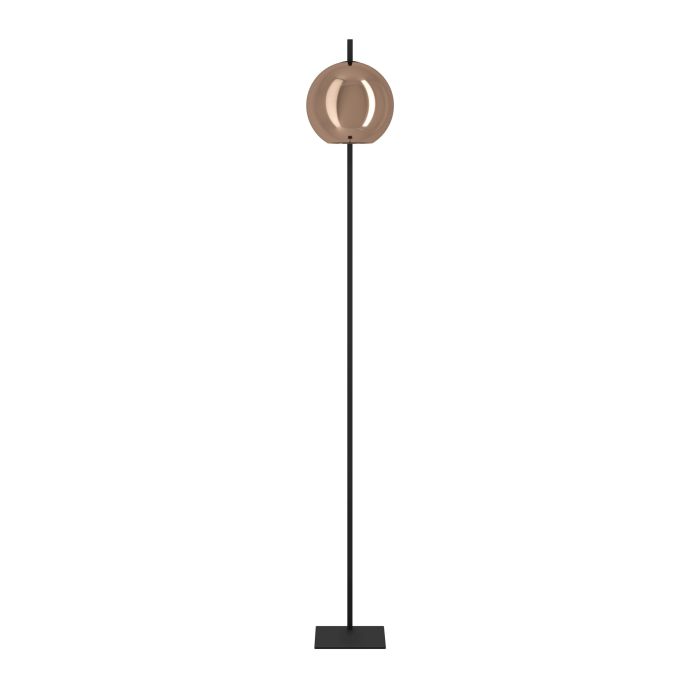 Load image into Gallery viewer, Candeeiro de Pé CORDOBA com Base em Aço Preto e Esfera de Vidro Cobre
