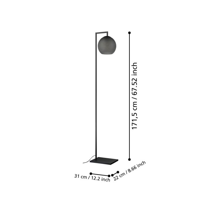 Load image into Gallery viewer, ARANGONA Candeeiro de Pé EGLO - Design Moderno com Vidro Cinzento Mate
