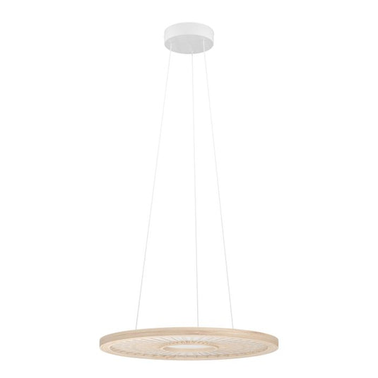 Candeeiro de teto LED com painel branco e bambu DEHESA EGLO