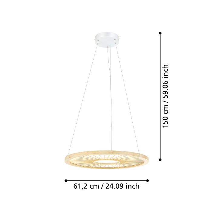 Carregue imagem no visualizador da galeriaCandeeiro de teto LED com painel branco e bambu DEHESA EGLO
