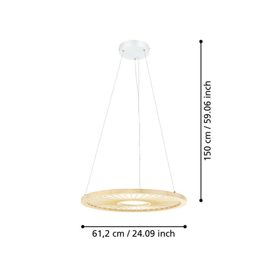 Candeeiro de teto LED com painel branco e bambu DEHESA EGLO