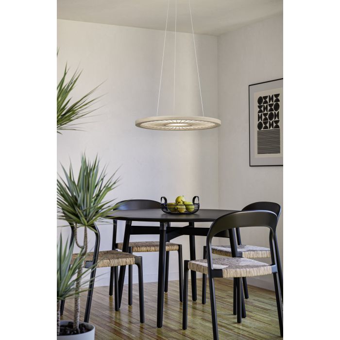 Carregue imagem no visualizador da galeriaCandeeiro de teto LED com painel branco e bambu DEHESA EGLO
