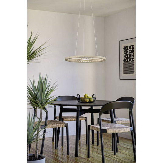 Candeeiro de teto LED com painel branco e bambu DEHESA EGLO
