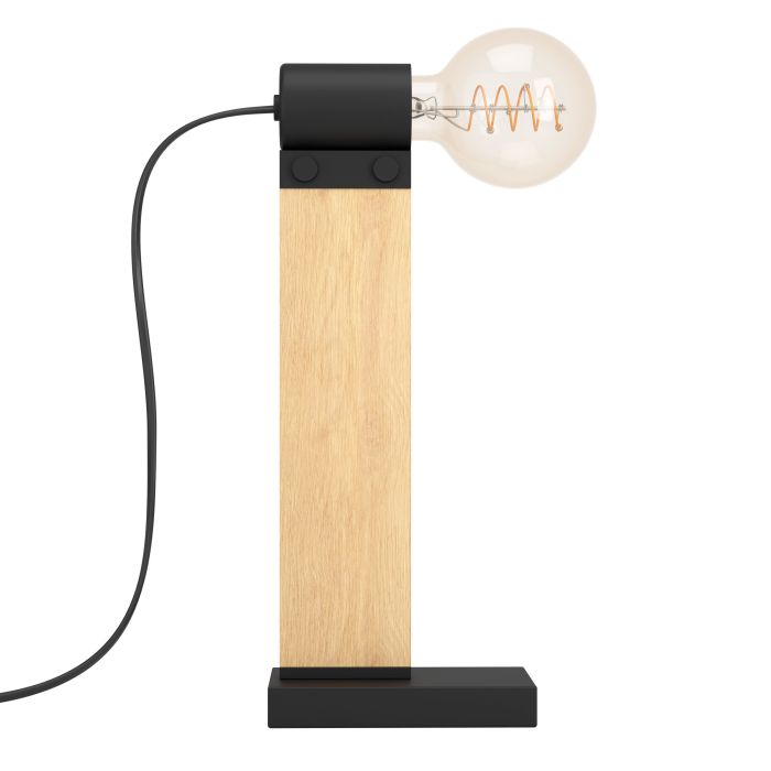 Load image into Gallery viewer, Candeeiro de Mesa Moderno com Madeira e Metal Preto BAILRIGG EGLO
