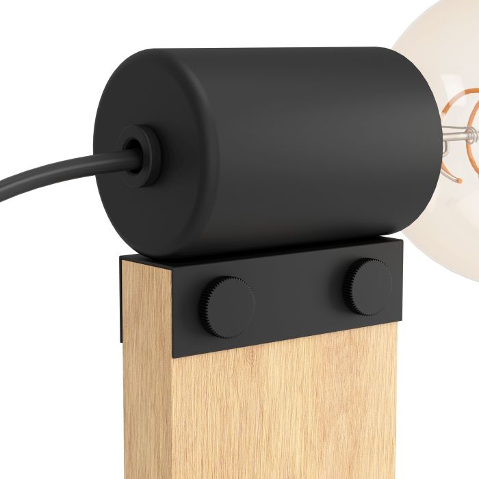 Load image into Gallery viewer, Candeeiro de Mesa Moderno com Madeira e Metal Preto BAILRIGG EGLO

