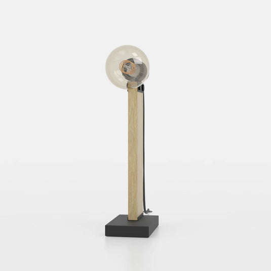 Candeeiro de Mesa Moderno com Madeira e Metal Preto BAILRIGG EGLO