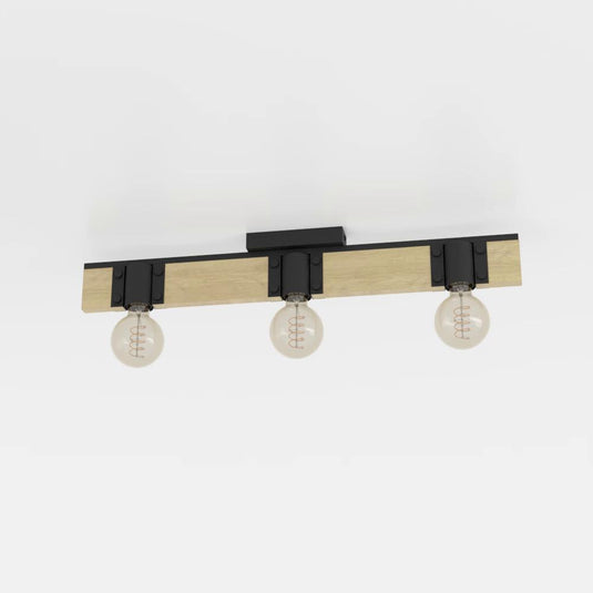 Candeeiro de teto com viga de madeira e metal preto BAILRIGG EGLO