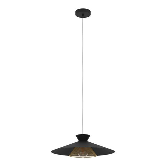 Candeeiro de teto com abajur em metal preto e latão GRIZEDALE EGLO