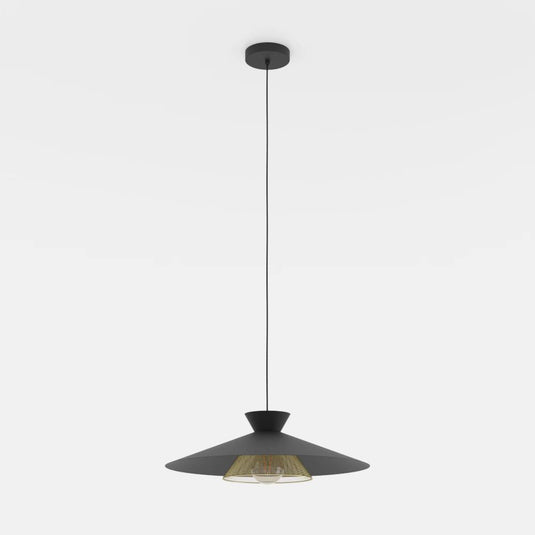Candeeiro de teto com abajur em metal preto e latão GRIZEDALE EGLO
