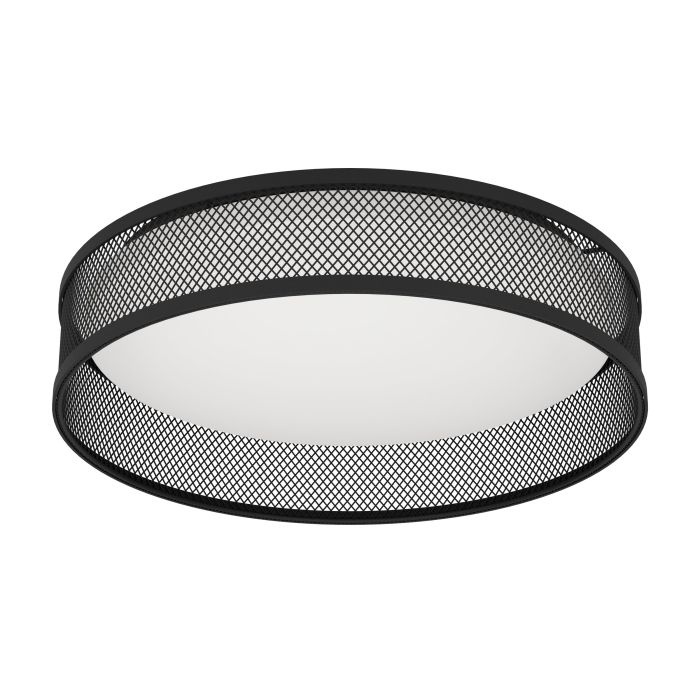 Load image into Gallery viewer, Candeeiro de teto LED com abajur metálico em rede preta LUPPINERIA EGLO

