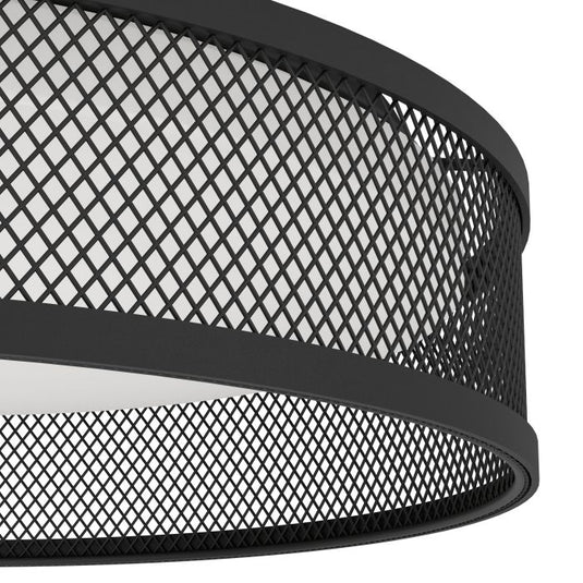 Candeeiro de teto LED com abajur metálico em rede preta LUPPINERIA EGLO