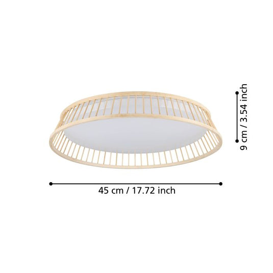 Candeeiro de teto LED com moldura em bambu natural LUPPINERIA EGLO
