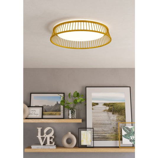Candeeiro de teto LED com moldura em bambu natural LUPPINERIA EGLO