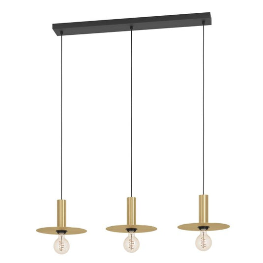 Candeeiro de teto com três discos metálicos latão escovado ESCANDELL EGLO