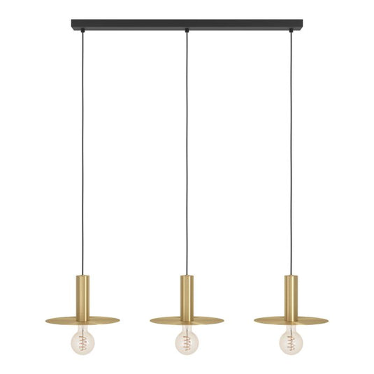 Candeeiro de teto com três discos metálicos latão escovado ESCANDELL EGLO