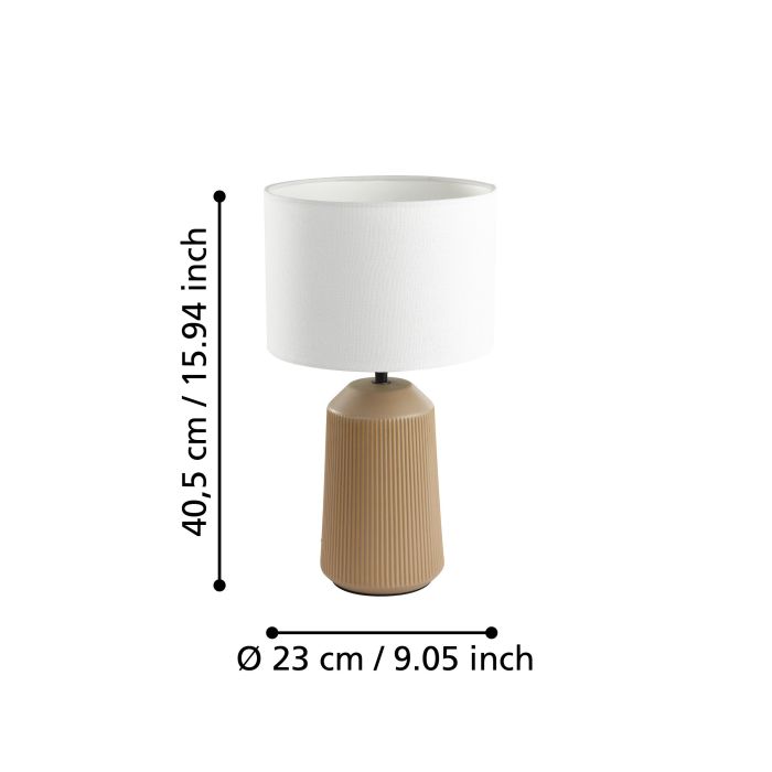 Load image into Gallery viewer, Candeeiro de Mesa com Base de Cerâmica e Abajur em Tecido CAPALBIO EGLO
