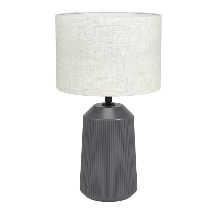 Load image into Gallery viewer, Candeeiro de Mesa com Base de Cerâmica Cinzenta e Abajur Curvo CAPALBIO EGLO
