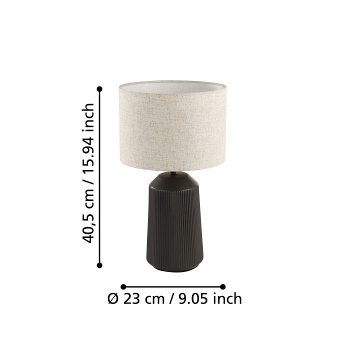 Load image into Gallery viewer, Candeeiro de Mesa com Base de Cerâmica Cinzenta e Abajur Curvo CAPALBIO EGLO
