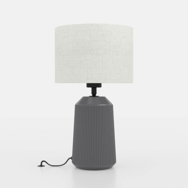 Load image into Gallery viewer, Candeeiro de Mesa com Base de Cerâmica Cinzenta e Abajur Curvo CAPALBIO EGLO
