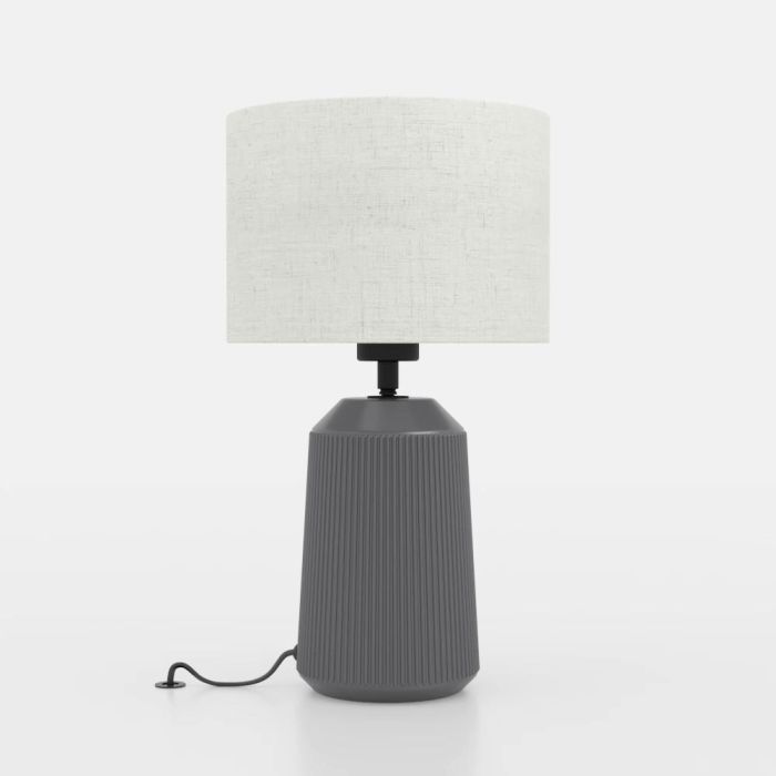Load image into Gallery viewer, Candeeiro de Mesa com Base de Cerâmica Cinzenta e Abajur Curvo CAPALBIO EGLO
