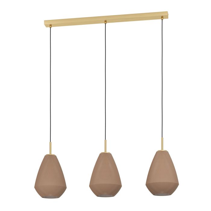 Carregue imagem no visualizador da galeriaCandeeiro de teto com três abajures cónicos em vidro acetinado CAPRAROLA EGLO
