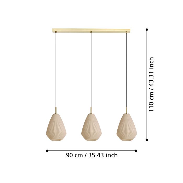Carregue imagem no visualizador da galeriaCandeeiro de teto com três abajures em vidro acetinado CAPRAROLA EGLO
