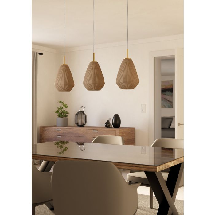 Carregue imagem no visualizador da galeriaCandeeiro de teto com três abajures em vidro acetinado CAPRAROLA EGLO
