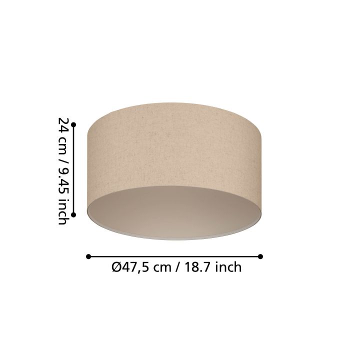 Cargue la imagen en el visor de la galería, Candeeiro de teto com cúpula em linho natural FENIGLIA EGLO

