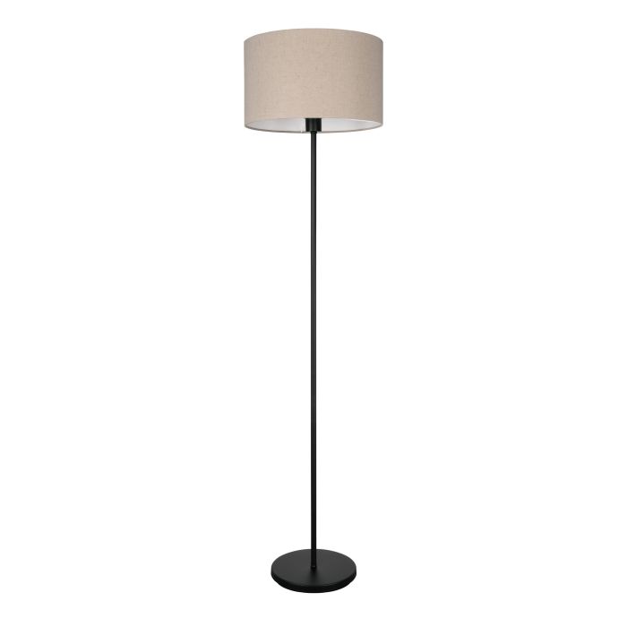 Carregue imagem no visualizador da galeriaCandeeiro de pé com base metálica preta e abajur de linho natural FENIGLIA EGLO
