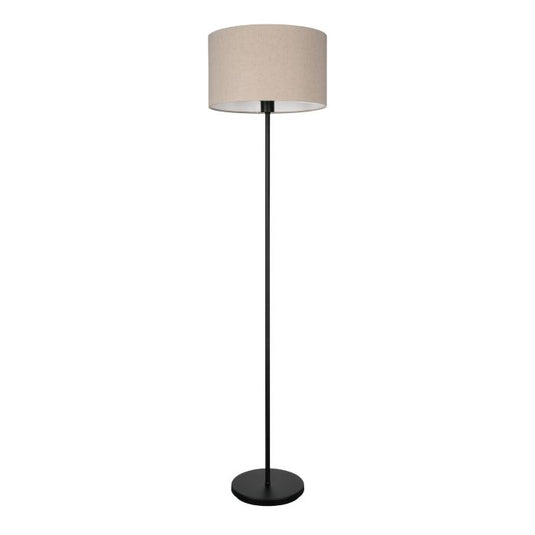 Candeeiro de pé com base metálica preta e abajur de linho natural FENIGLIA EGLO