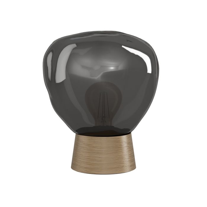 Load image into Gallery viewer, Candeeiro de Mesa com Vidro Fumado e Base em Madeira MAGACELA EGLO
