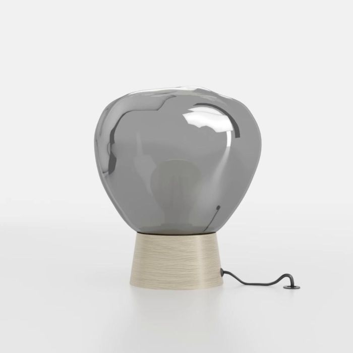 Load image into Gallery viewer, Candeeiro de Mesa com Vidro Fumado e Base em Madeira MAGACELA EGLO
