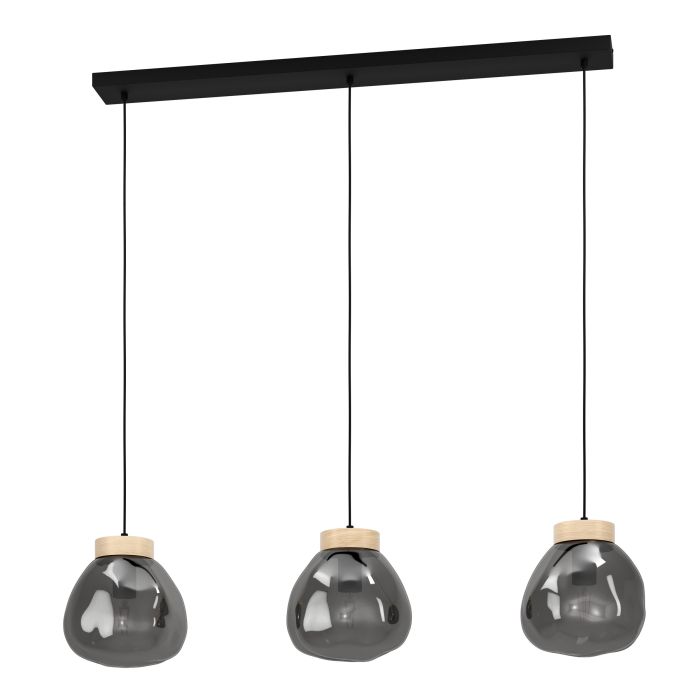 Carregue imagem no visualizador da galeriaCandeeiro de teto com três abajures de vidro fumado MAGACELA EGLO
