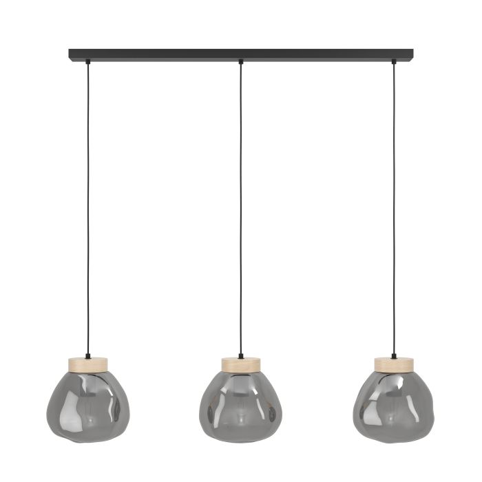 Carregue imagem no visualizador da galeriaCandeeiro de teto com três abajures de vidro fumado MAGACELA EGLO
