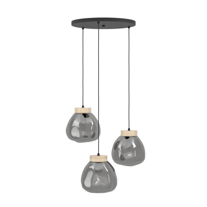 Carregue imagem no visualizador da galeriaCandeeiro de teto com vidro fumado e madeira MAGACELA EGLO

