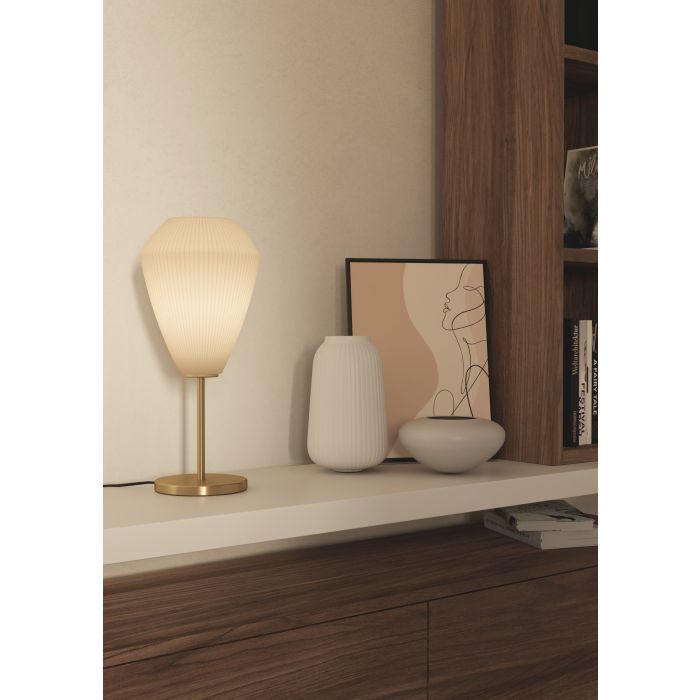 Load image into Gallery viewer, Candeeiro de Mesa com Abajur em Vidro Acetinado Areia CAPRAROLA EGLO
