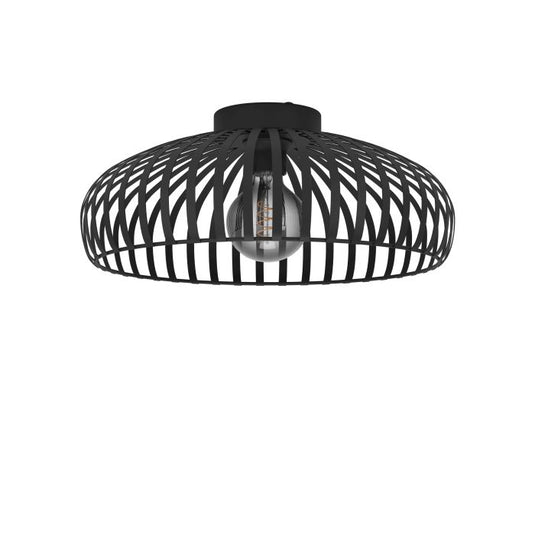 Candeeiro de teto com abajur redondo em metal preto MOGANO EGLO