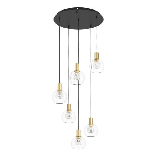 Candeeiro de teto com seis bolas de vidro transparente TERQUE EGLO