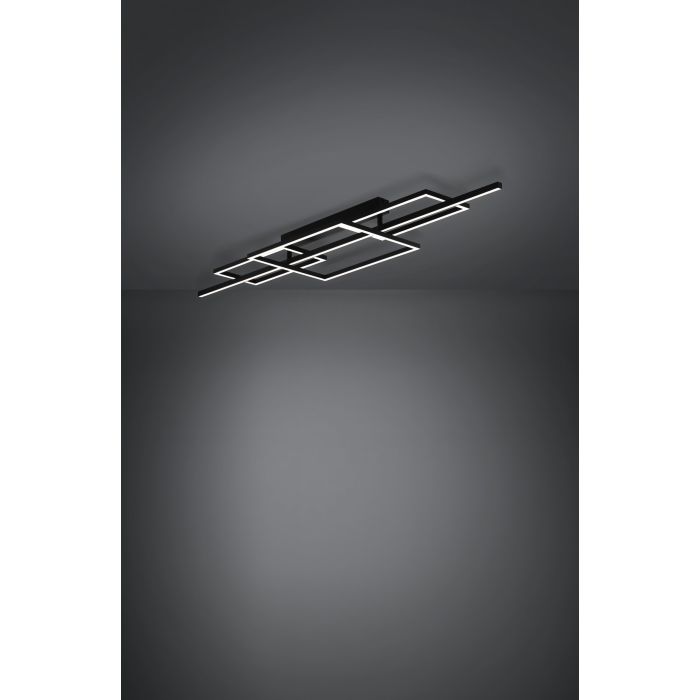 Load image into Gallery viewer, Candeeiro de teto LED com perfil preto e luz branca quente PUEBLA EGLO
