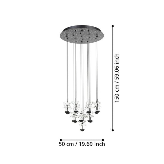 Candeeiro de teto com 15 elementos luminosos em vidro PIANOPOLI 2 EGLO