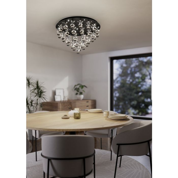 Load image into Gallery viewer, Candeeiro de teto em metal preto com vidro transparente PIANOPOLI 2 EGLO

