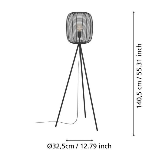 RINROE Candeeiro de Pé EGLO - Design Industrial com Efeito Luz e Sombra